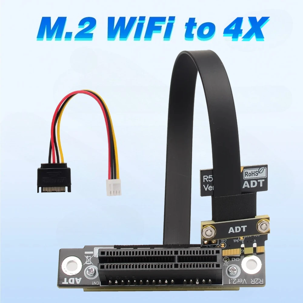 M.2 Key A.E. to PCIe x4 Extender Adapter Gen3.0 for PCIe x4 RAID Card, NVMe SSD, LAN Card Capture GPU to M.2 AE Key A.E Extender