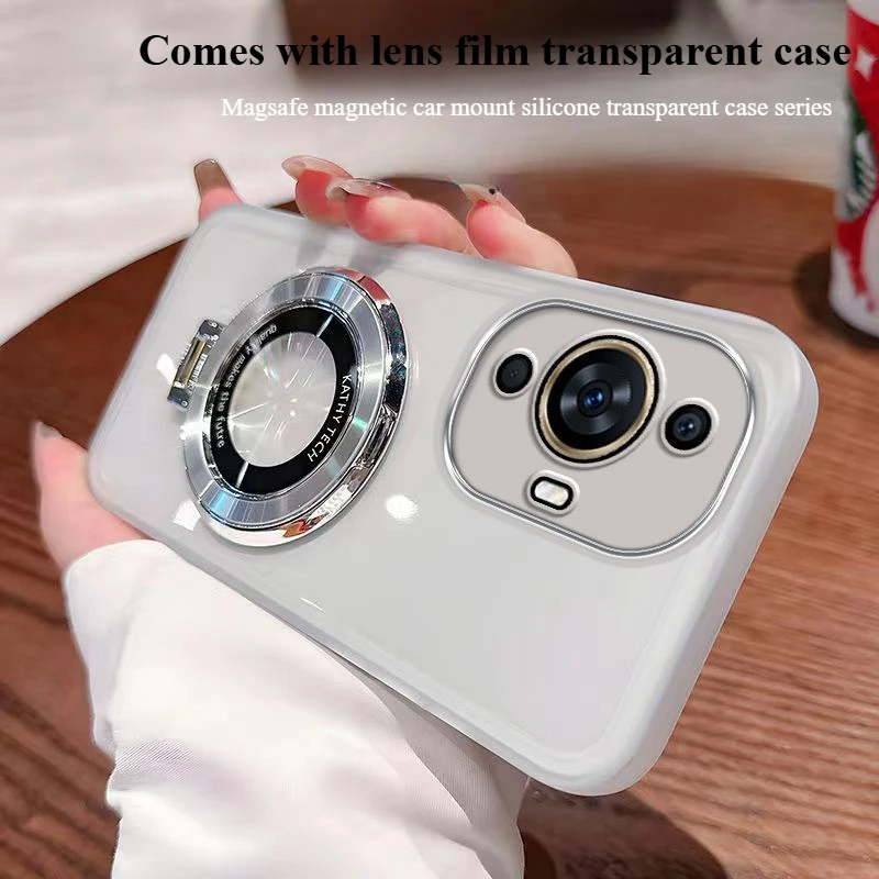 

For Huawei nova 11 12S Case Luxury Silicone Transparent Bracket Back Cover Back Cover For Huawei nova 12S 11 Shockproof Funda