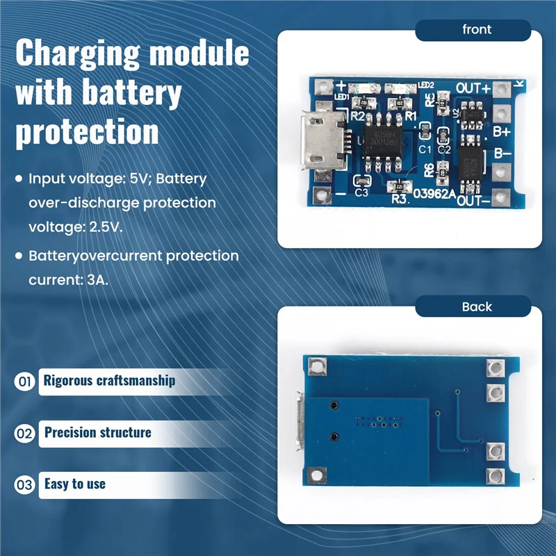 ABMF-6PCS For TP4056 Charging Module With Battery Protection 18650 BMS 5V Micro-USB 1A Charge Board For 18650