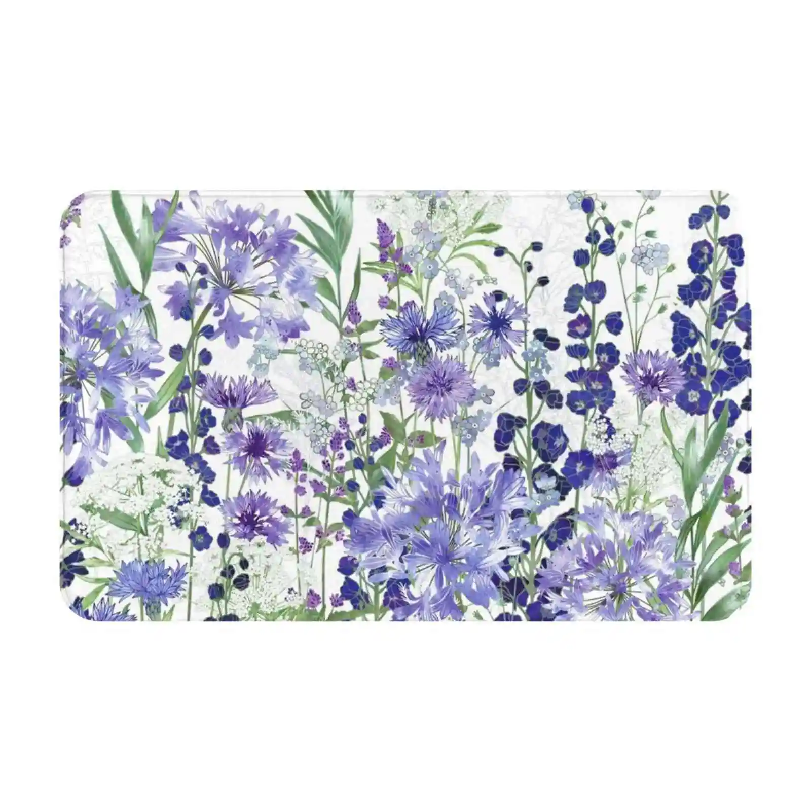 Blue Flower Garden-Agapanthus Delphiniums Cornflowers Catmint Forget-Me-Nots Soft Cushion Car Home Carpet Door Mat