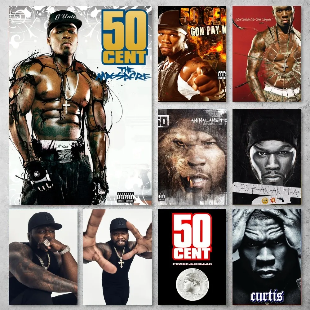 50cent Rapper Poster Gallery Prints Self Adhesive Home Decor Decoration Wall Decals Living Room Sticker