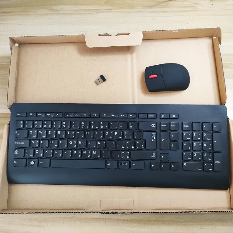 

Арабский макет Ультратонкий комплект беспроводной клавиатуры и мыши для Lenovo KBRF3971