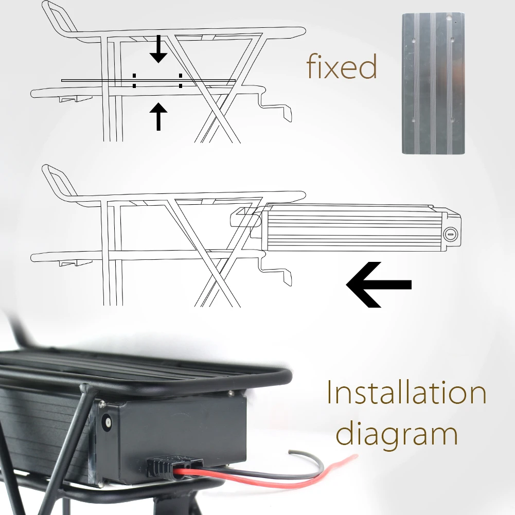 48V Rear Rack Electric Bicycle Battery 36V 20AH 52v 24AH 18650Cell 40A BMS for Ebike Luggage Hanger Taillight  eBike Battery