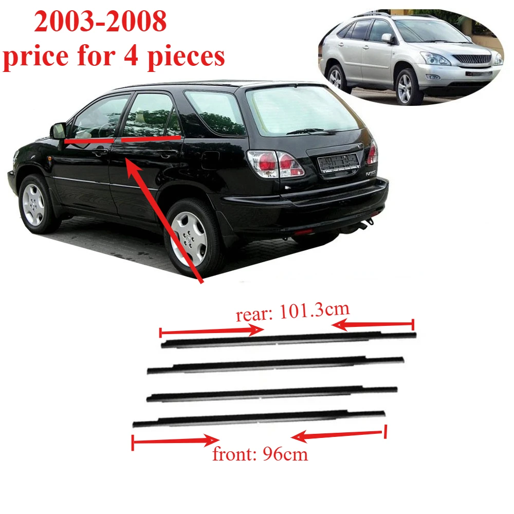 

4 шт., черное наружное оконное стекло, резиновая для Lexus Rx 2003-2008, защита от атмосферных воздействий, полоса для RX 2004, литье ремня