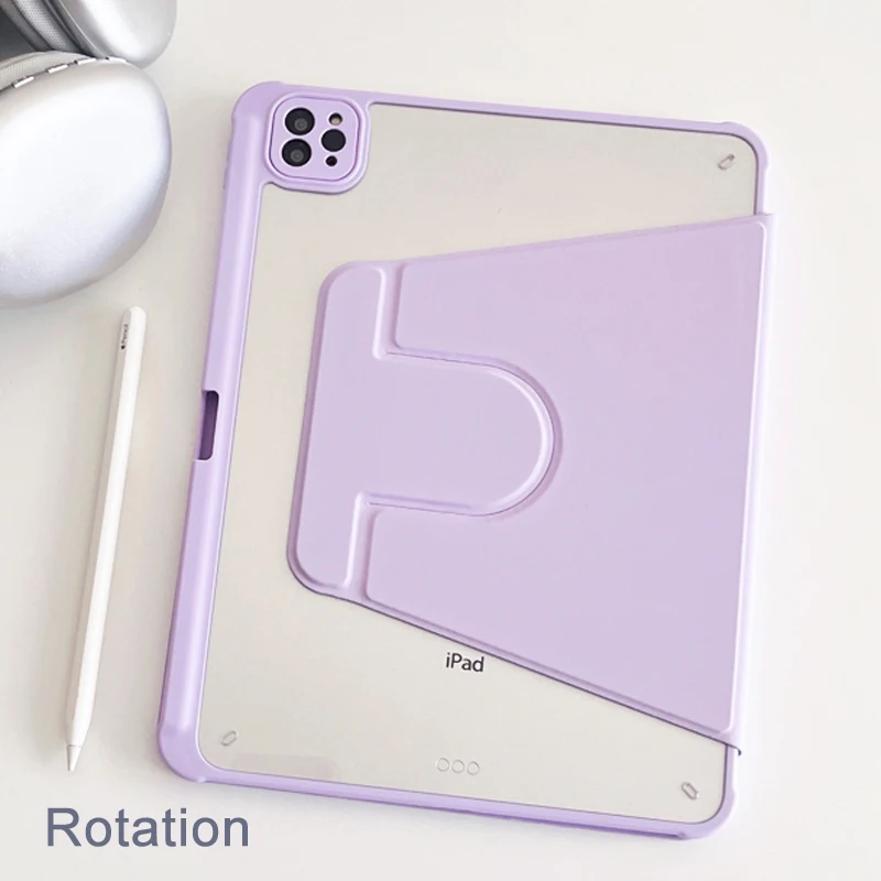 

Для iPad Rotation Case Air Pro 11 12,9 13-дюймовые чехлы-подставки 4-5, 6, 7, 8, 9, 10-го поколения, прозрачный противоударный жесткий чехол