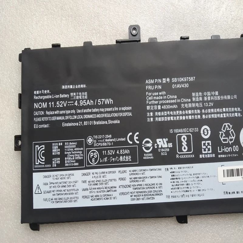 New 01AV429 01AV430 01AV431 01AV494 SB10K97586 SB10K97588 Laptop Battery For Lenovo ThinkPad X1 20KH006MGE 20KGS03900 20HR002KGE