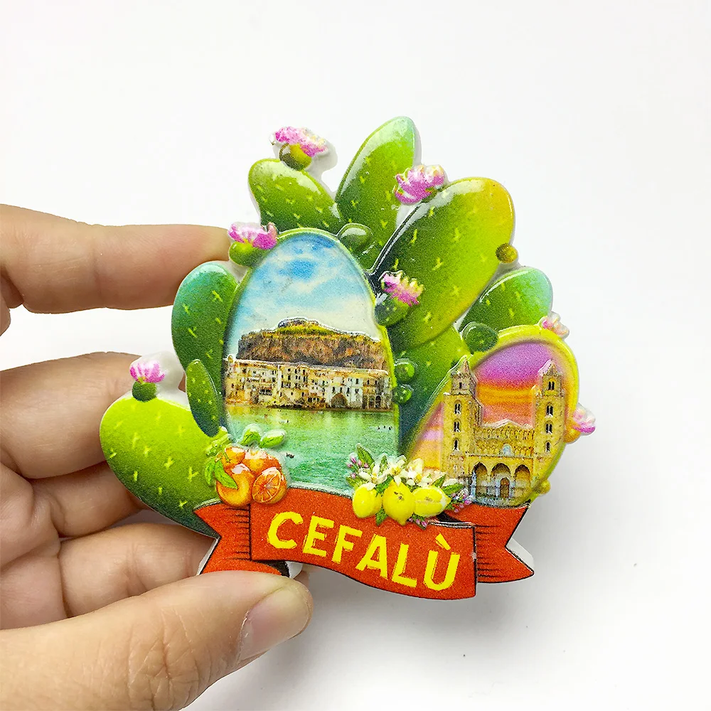

Resin Cefalù Landmarks Fridge Magnet - Unique Sicily Souvenirs with Vibrant Colors and Magnetic Charm