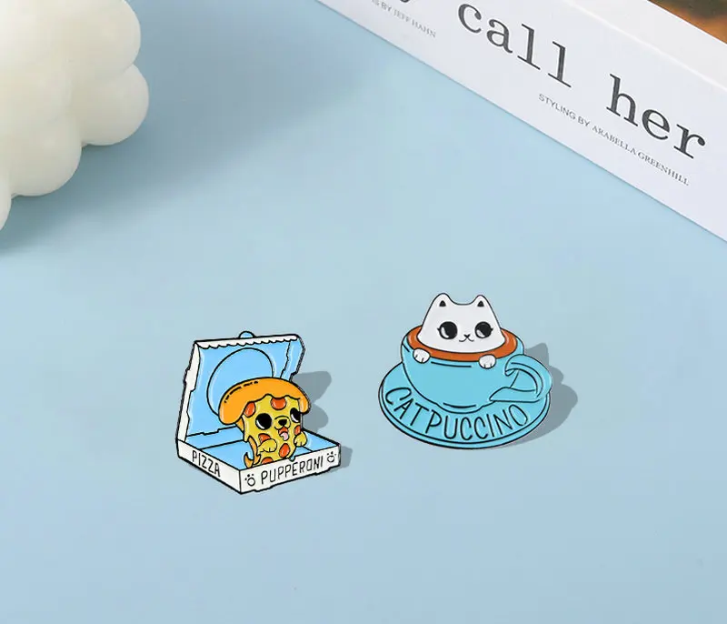 

Sweetheart Enamel Pin Custom Cake Coffee Bread Pizza Brooches Bag Clothes Lapel Pin Afternoon Tea Badge Honey Jewelry Gift