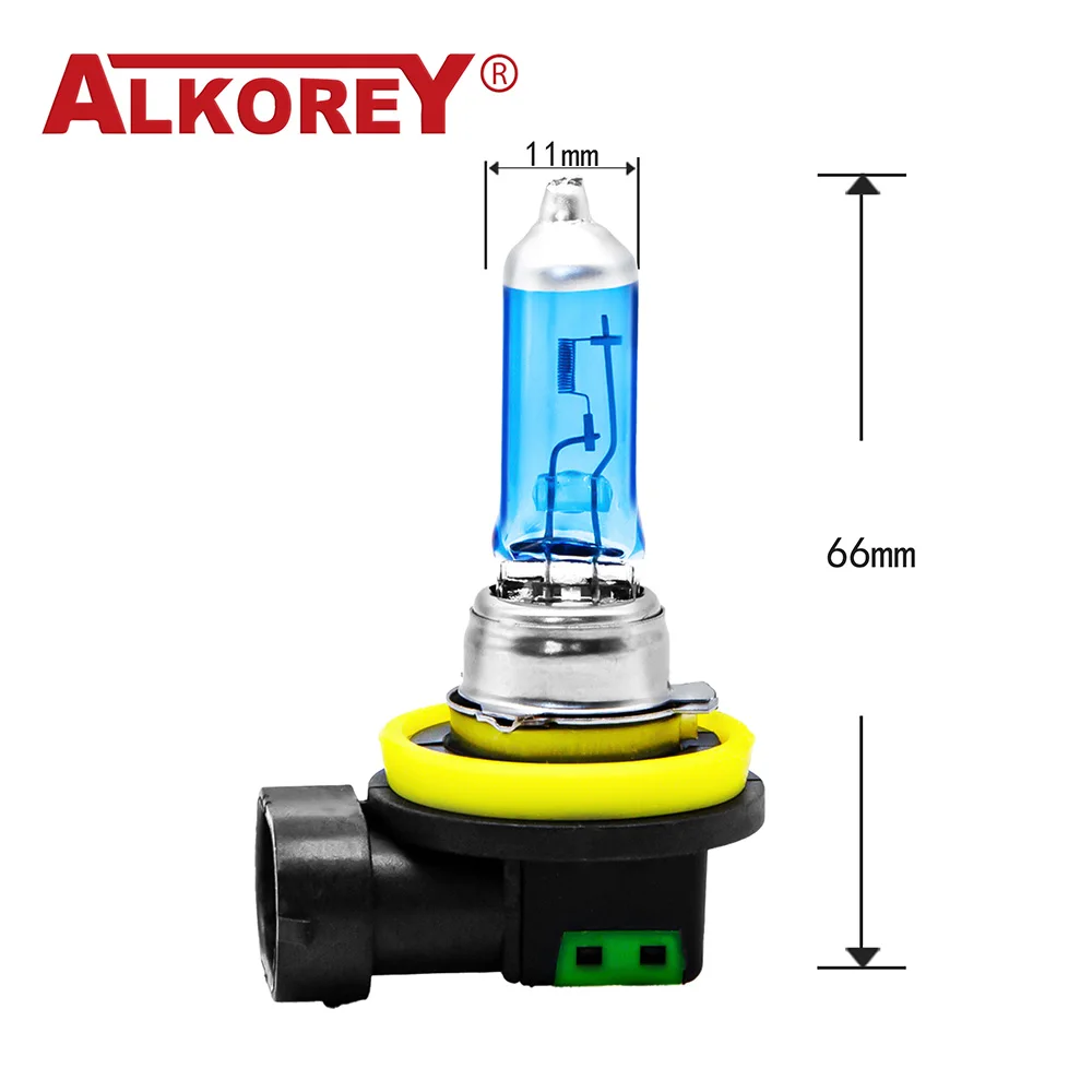 ALKOREY 2 ชิ้น 12 โวลต์ 55 วัตต์ H11 หลอดฮาโลเจน 5000 พันแก้วควอตซ์รถหมอกอัตโนมัติหลอดไฟฮาโลเจนไฟหน้าหลอดไฟ Super White หมอกไฟ