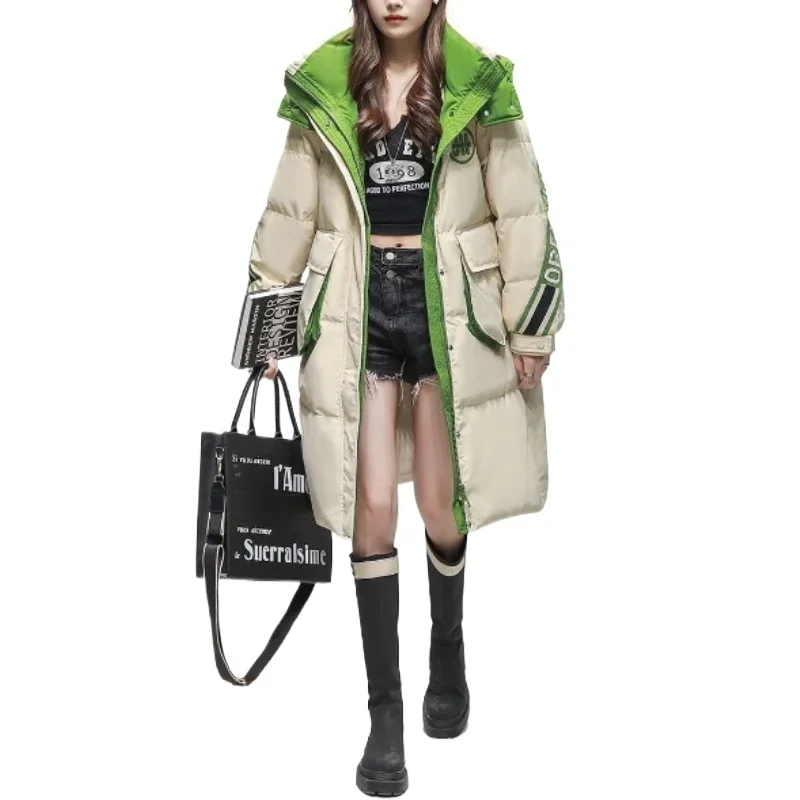 2026 أسفل سترة المرأة متوسطة وطويلة فضفاضة شتاء جديد الراقية العصرية الأبيض بطة أسفل مقاومة البرد سميكة سترة جميلة
