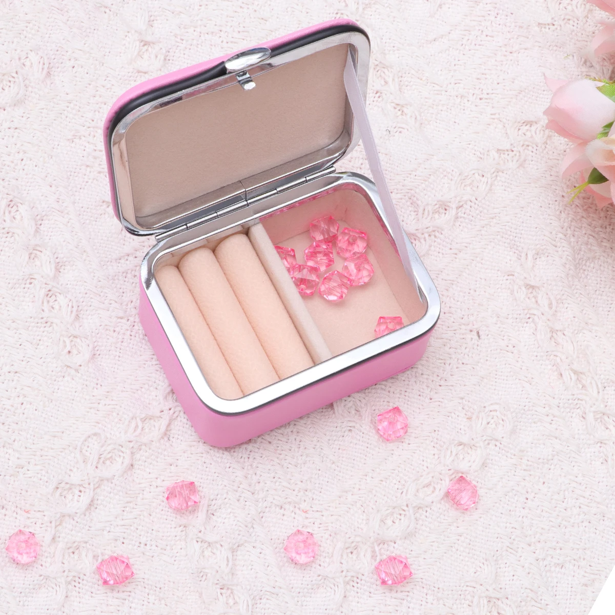 

Mini Jewelry Storage Box Portable Organizer Case for Rings Earrings Necklaces Dustproof Durable Fashion Decoration Gift