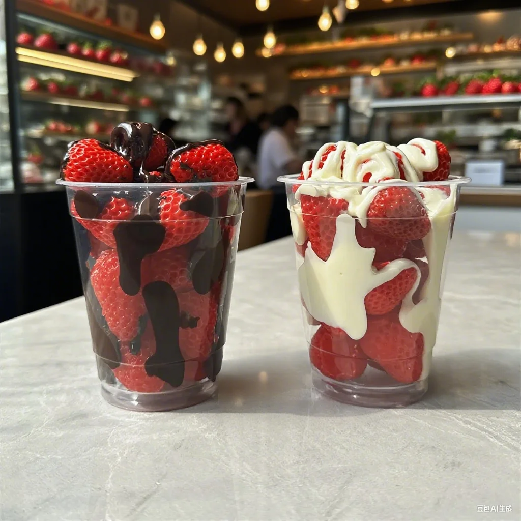 Summer Milk Tea Fruit Cup Christmas Decoration Party Prop Fresh Chocolate Vanilla Dubai White Strawberry Whole Model Cute 12oz