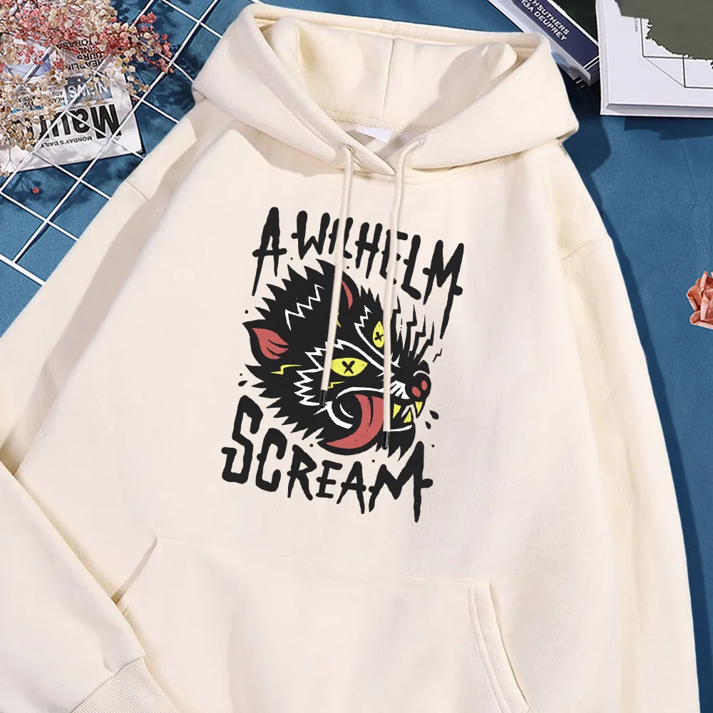 Wilhelm Scream Letter Hoodie Men Comfortable Fleece Hoodies Loose Casual Sweatshirt American Style Street Hoody Men's Tops