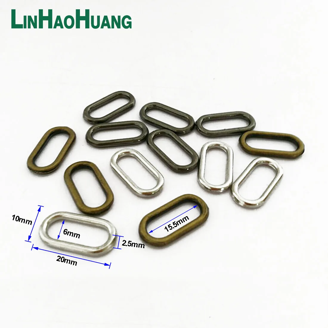 100pcs/lot Nickel/Antique brass/Black nickel oval ring alloy metal shoes bags garment Buckles DIY Accessory sewing Buck-15MM