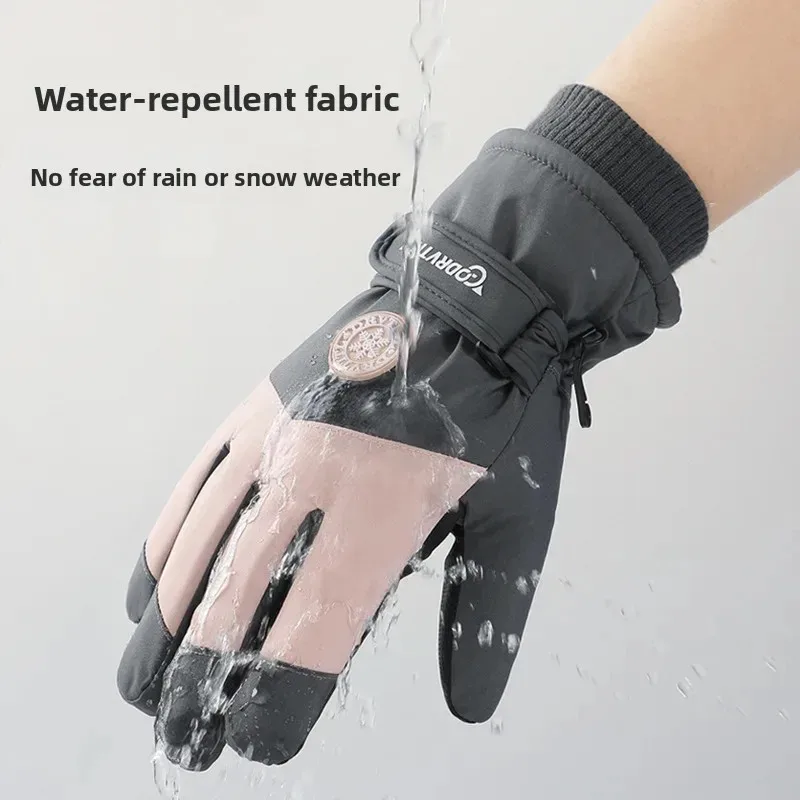 

Men Women Winter Motorcycle Riding Gloves Thickened Fleece Waterproof Windproof Touchscreen Skiing Gloves Warm for Electric Bike