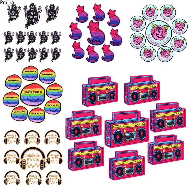 Prajna 10 PCS Wholesalel Rock Radio Patch Hippie Animal Applique Embroidered Patches On Clothes DIY Patches For Clothing Sticker