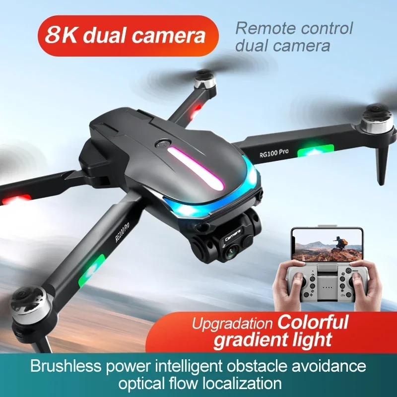 RG100 Pro Drone 8K Dual Camera HD Brushless Motor Intelligent Obstacle Avoidance Aerial Photography Remote Control Aircraft Toys