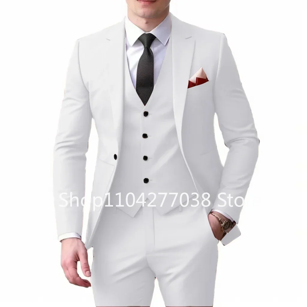 

Elegant 3-Piece Men's Tuxedo Suits with Notched Lapel Classic Blazer Vest And Pants Set for Wedding Business Banquet