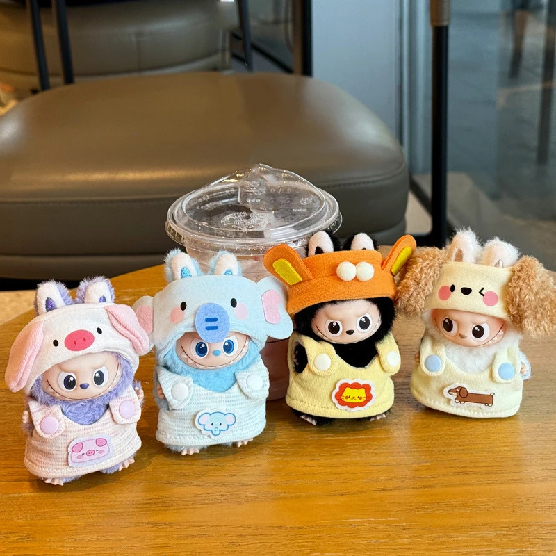 

Для 10,5 см Labubu 4,0 мини-кукла, рождественский подарок, повязка на голову с изображением животных, боди, милый комбинезон, аксессуары для кукол Ropa Labubu