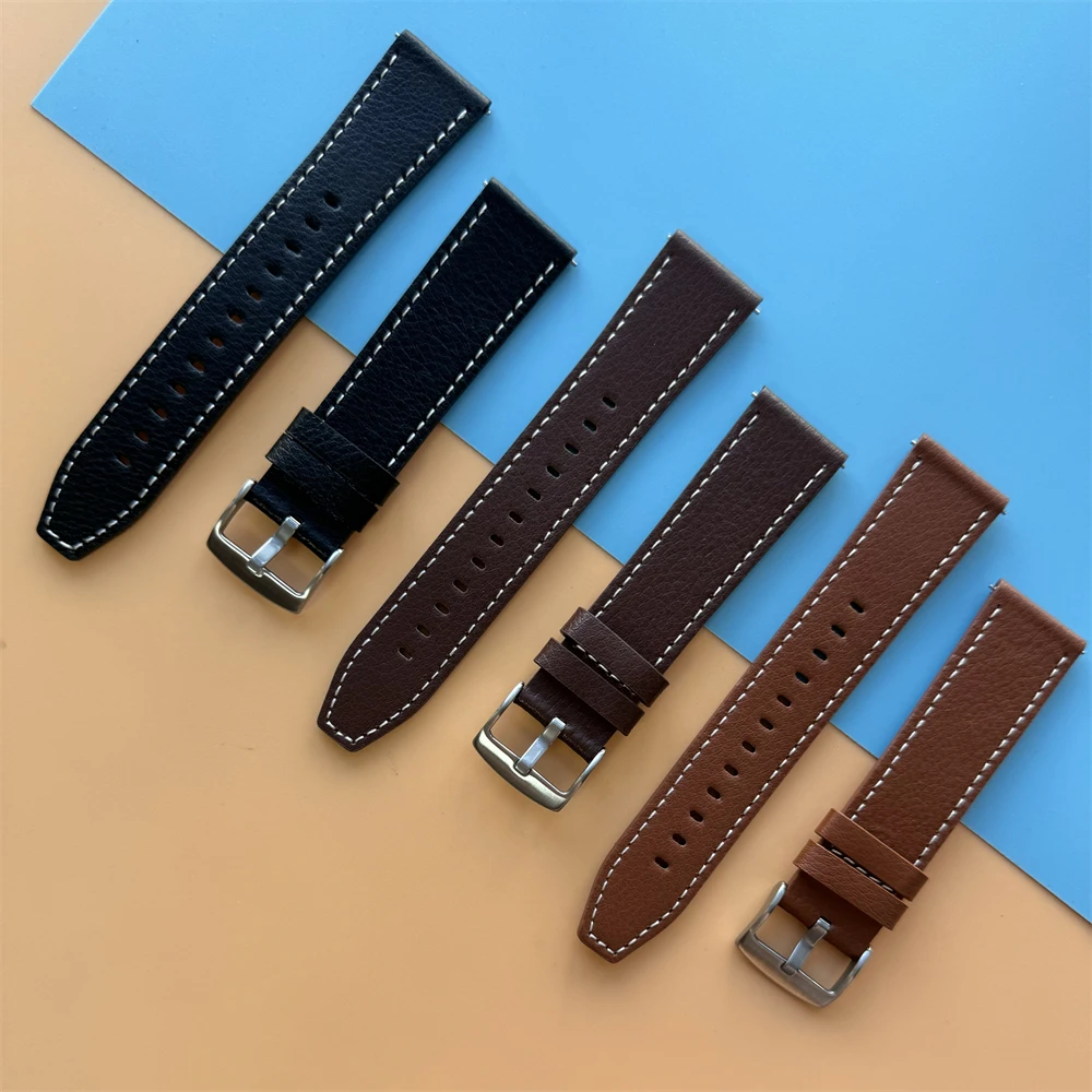 22 20mm Leather Smart Watch Band For Garmin Vivoactive 4 3 5/Venu SQ 2/Forerunner 55/265 255 245 645 VENU 3 2/Venu 2 Plus Straps