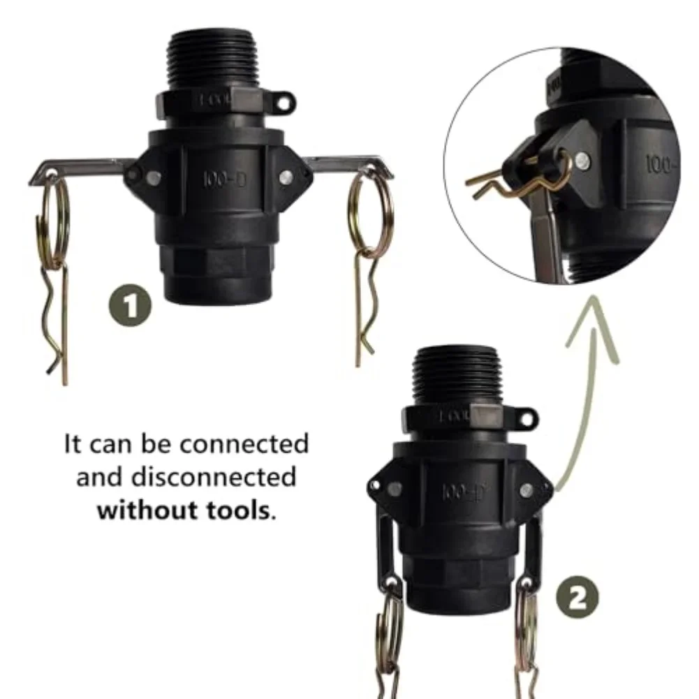 Cam Lock Fittings Type D & F 2Sets Polypropylene Hose Fitting Kit Compatible with Multiple Quick Connect Sizes