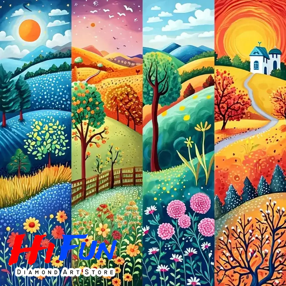 

5D Diy Diamond Painting Abstract Colorful Landscape Maximalist Floral Handmade Mosaic Cross Stitch Home Decoration