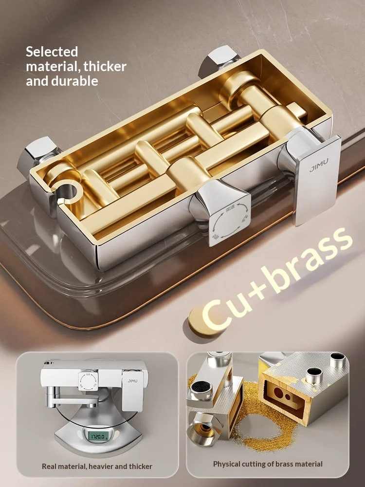All-copper hot and cold mixing valve, shower faucet, bathroom shower, triple switch