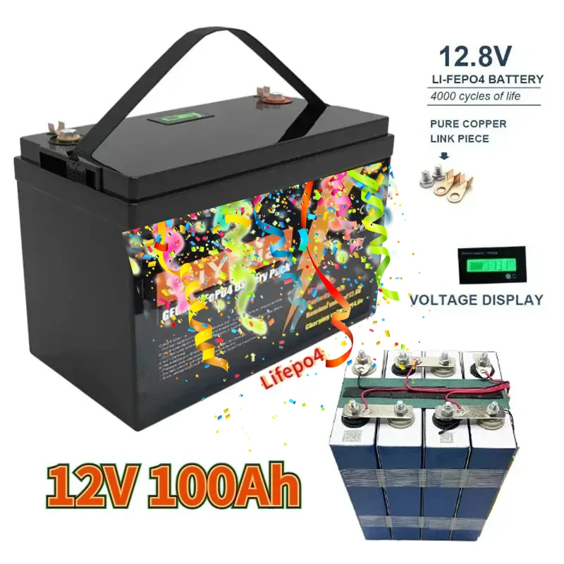 LiFePO4 12.8V 100AH Battery Pack Grade A 5000+ Cycles Lithium Batter 12V 150A Built in BMS for Solar RV Boat Off-grid Batteries