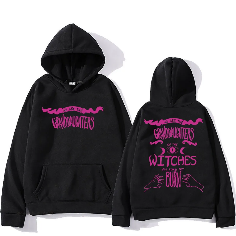 

They Didn't Burn Witches Retro Hooded Long-sleeved Harajuku Vintage Sweatshirt With Pocket Fleece Clothing Sudaderas Soft Hoody