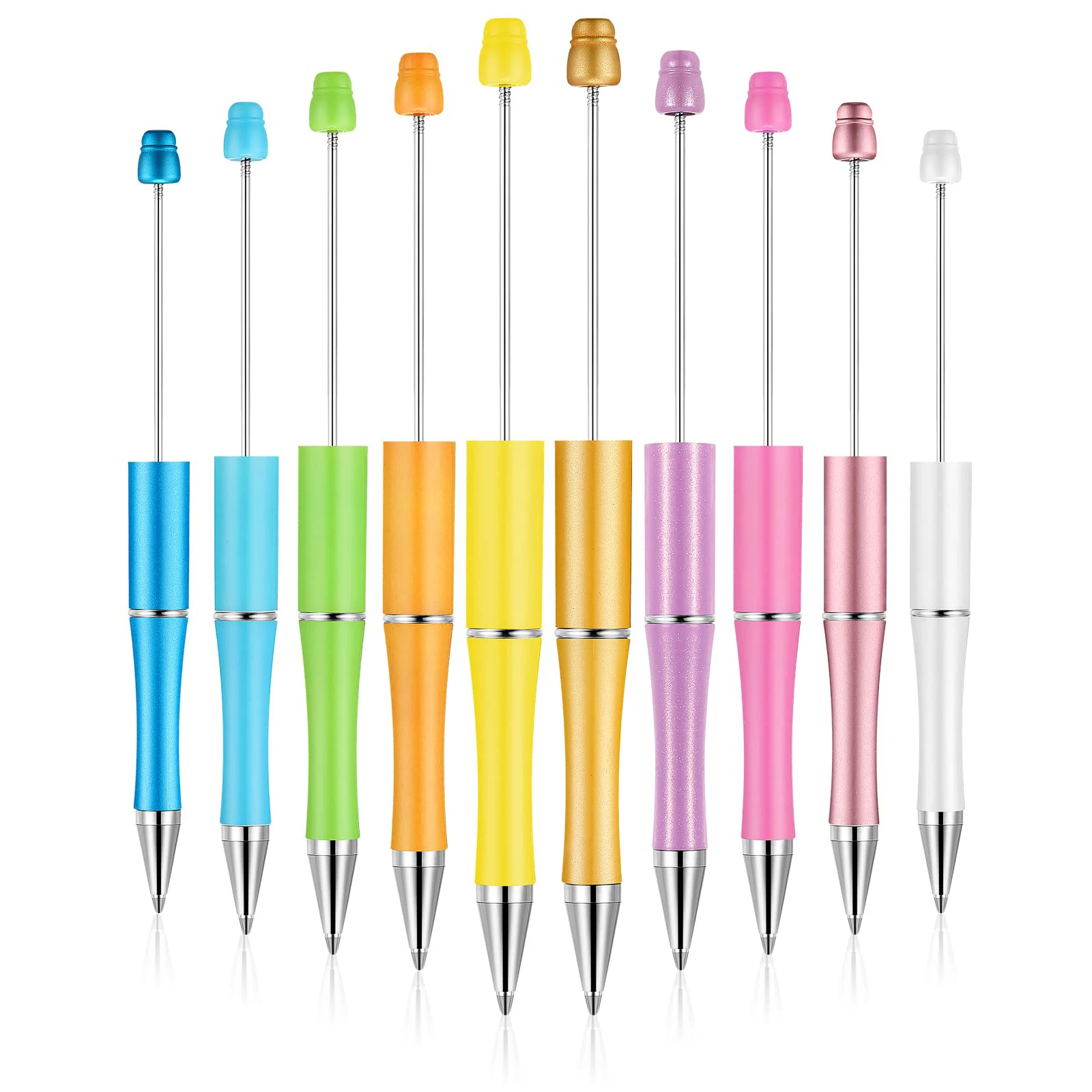 

10Pcs/Lot Ballpoint Pen Diy Bead Pen Plastic Printed Bead Pen School Office Writing Supplies Stationery Wedding Gift