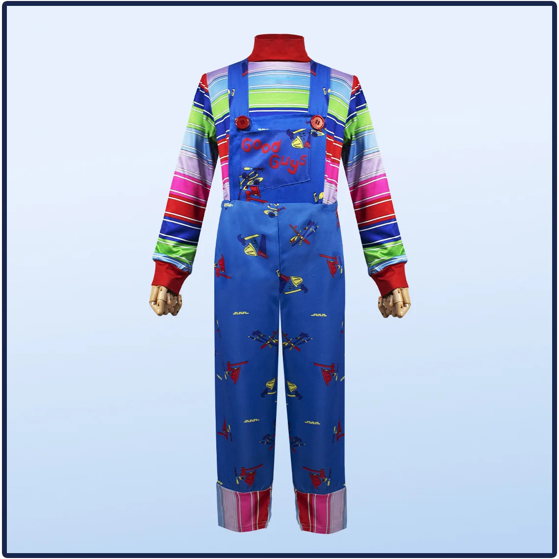Disfraz de Chucky 110-3XL con Camisa a Rayas y Mono para Disfraces de Halloween