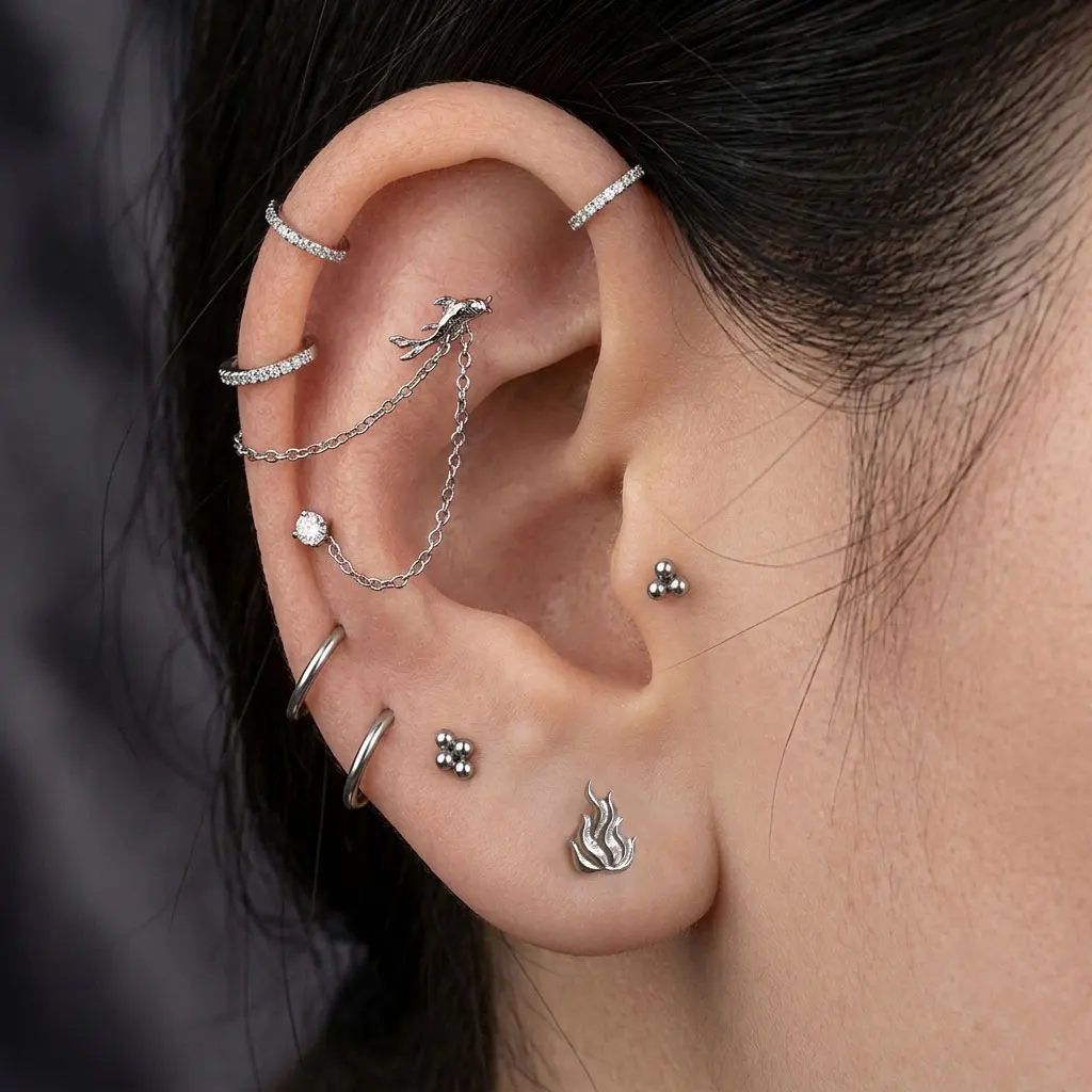 Titanium Piercing Connector Chain Link for Ear Stud