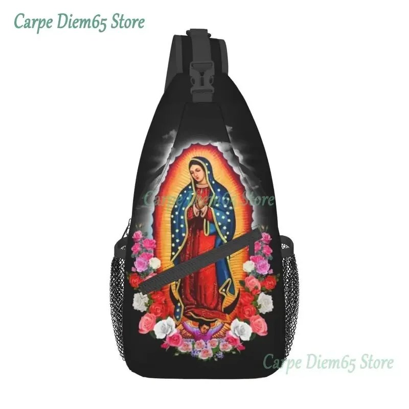 

Virgin Mary Of Guadalupe Sling Chest Bag Mexico Catholic Saint Shoulder Crossbody Backpack for Men Travel Hiking Daypack