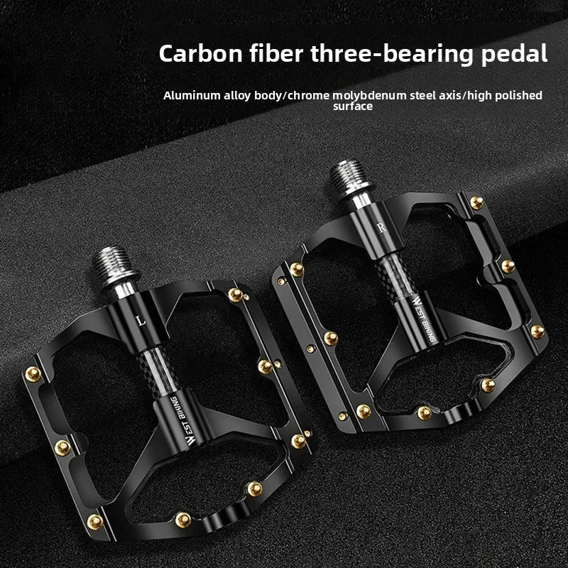 

Triplein Pedals Carbon Fiber Bushing Pedals Mountain Bike High Polished Surface Pedals