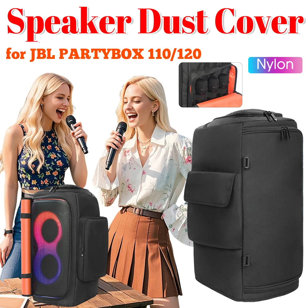 

Party Speaker Dust Cover with Mic Pocket Double-Sided Speaker Storage Bag Wear Resist for JBL Partybox 110/Partybox Club 120