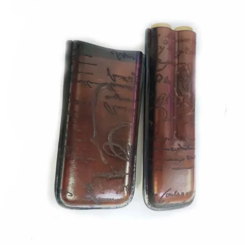 Portable Leather Travel Cigar Humidor Box 2/3 Tube Cigar Protective Case With Cigar Cutter