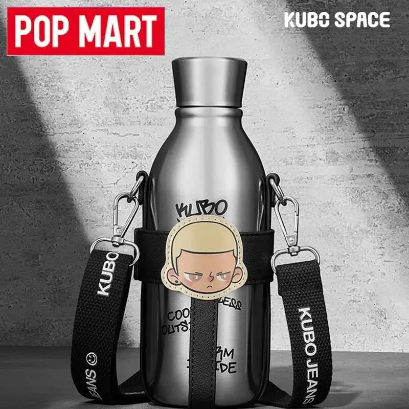 POP MART Kubo Jeans Series Tazza con cinturino a tracolla Tazza per bere alla moda Bottiglia sottovuoto portatile in acciaio inossidabile 304 intorno ai regali
