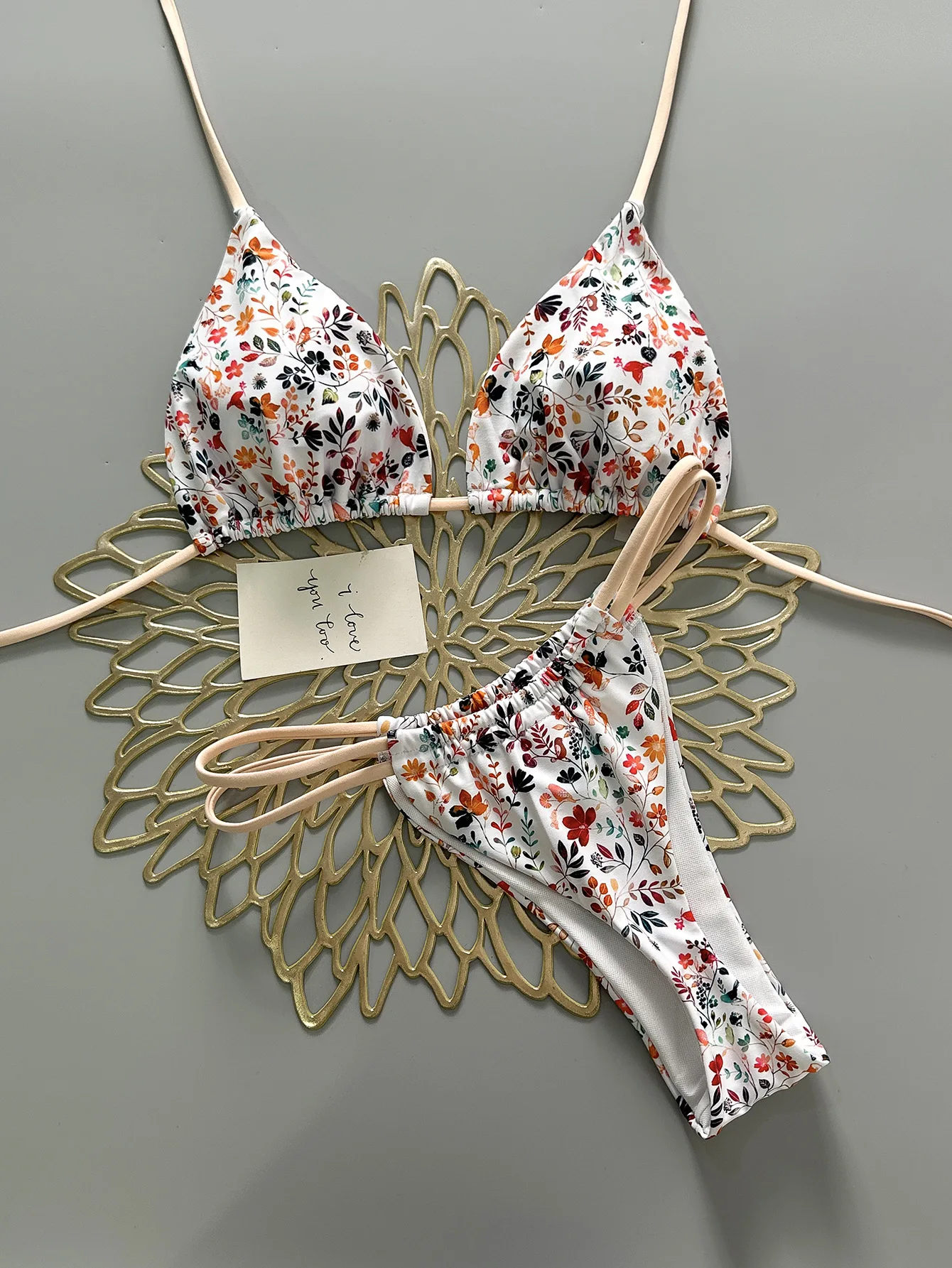 

sexy flower print micro bikinis sets two pieces halter back tie thong swimsuits bathing suit swimwear biquini tankini trikini