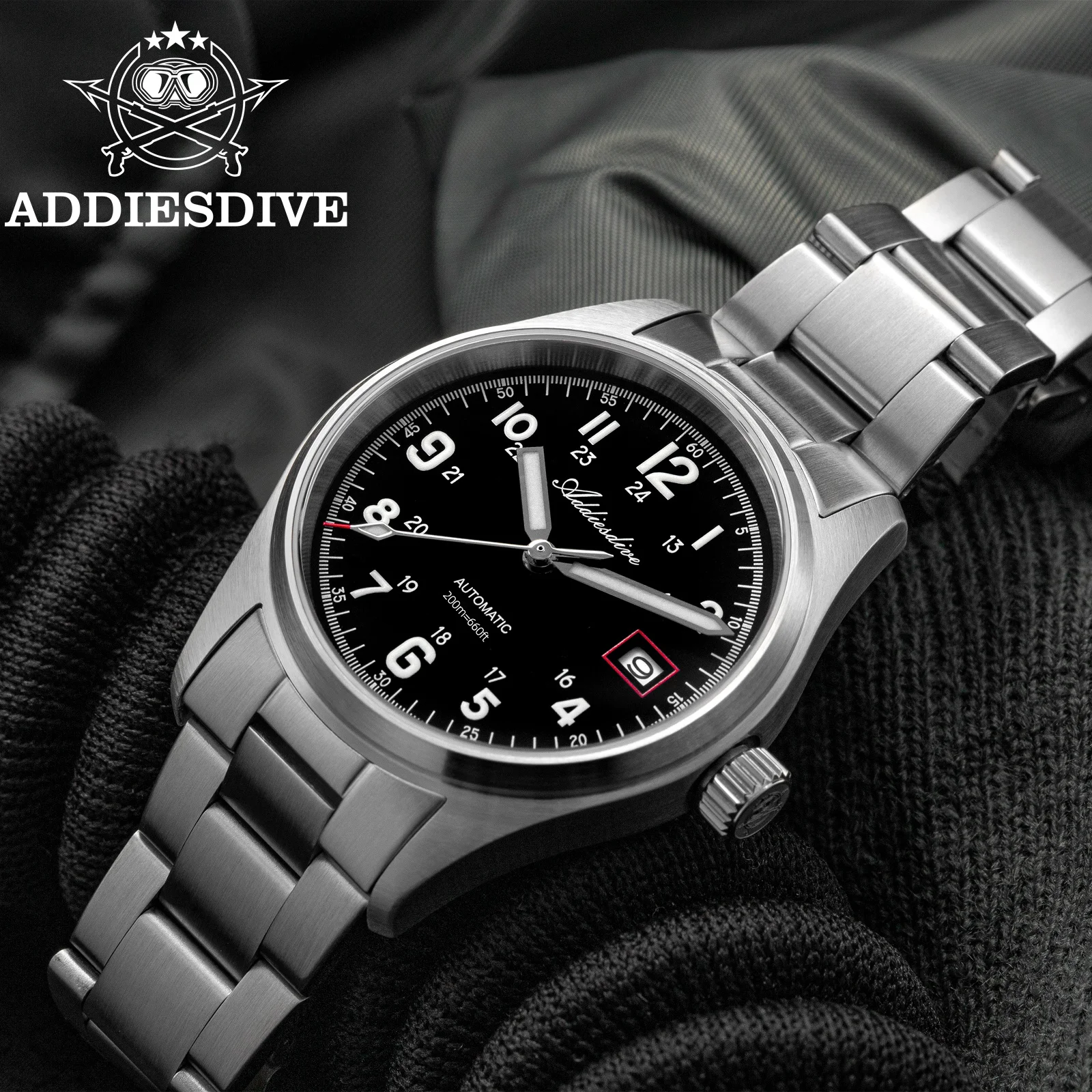 ADDIESDIVE 39mm Automatic Watch New NH35 Luxury Sapphire Glass AR Coating 200m Diving 316L Stainless Steel Mechanical Watch Man