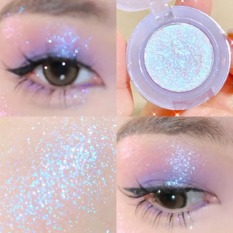 Xixi Monochrome Eyeshadow Palette Diamond Glitter Discoloration Highlighter Sequins Waterproof Lasting Face Eyes Makeup Pigments