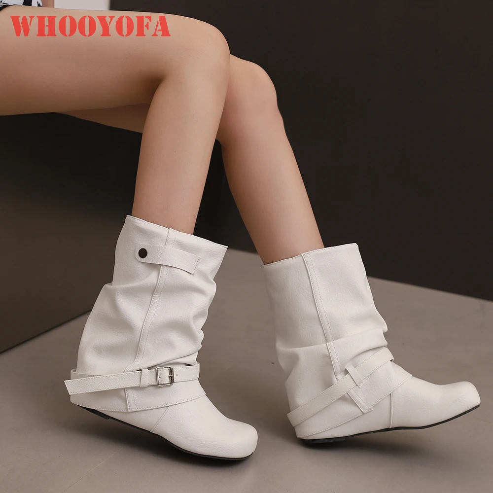 

2025 New Winter Mature White Black Women Ankle Boots Hot Slip on Wedges Lady Cosplay Shoes Plus Big Size 11 43 48 50