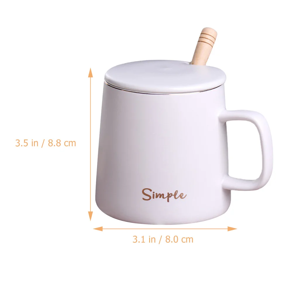 مجموعة واحدة من كوب السيراميك الإبداعي، مقبض من الخشب المقاوم للصدأ، تصميم ناعم وآمن، أدوات شرب شاي القهوة بسعة كبيرة للمنزل