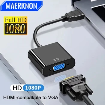 Câble convertisseur HDMI vers VGA HD 1080P, haute vitesse HDTV mâle vers femelle, adaptateur convertisseur VGA pour ordinateur portable, tablette, moniteur, projecteur TV