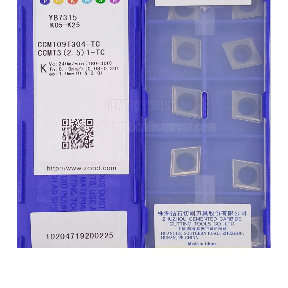 ZCC CCMT-insertos de carburo de torneado CNC, CCMT09T304-EM, YBG205, CCMT09T308-EM, YBG205, CCMT09T304-TC, YB7315, CCMT09T308-TC, YB7315