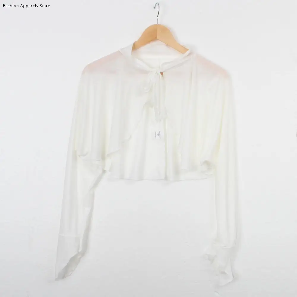 

Soft Ultra-thin Long Sleeve Crop Top Quick-Drying Anti UV Sunscreen Sleeves Solid Color Arm Covers Ice Silk Shawl Girls