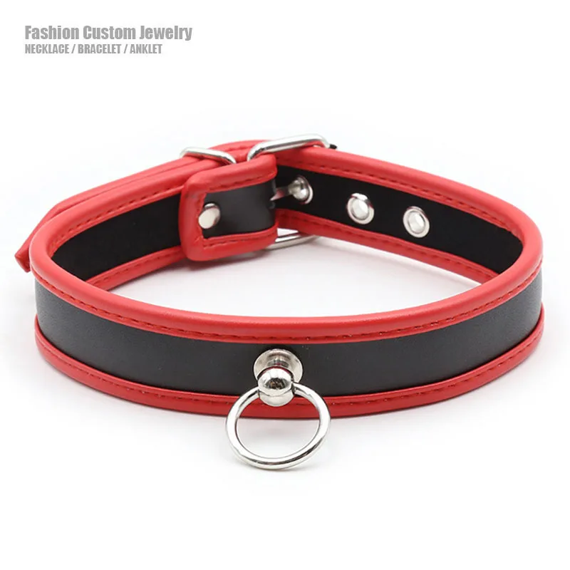 Sexy Hot PU Leather Collar Choker Necklace with Iron Hoop for Women Men BDSM Daddy Slave Cosplay Chocker Party Jewelry Sex Toys