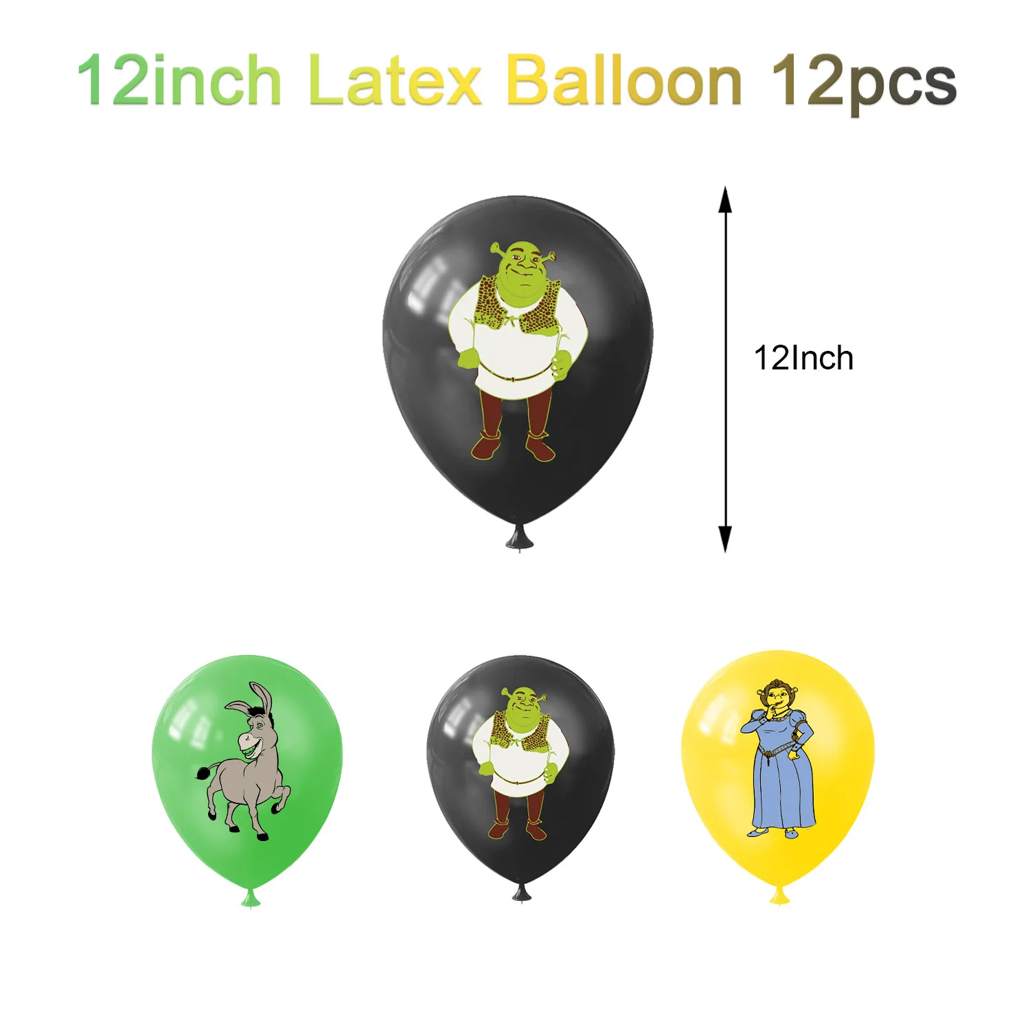 Shrek&Fiona&Green&Monster Theme Birthday Party Decoration Supplies Balloon Background Banner Cake Topper Kid Gift Photo Props