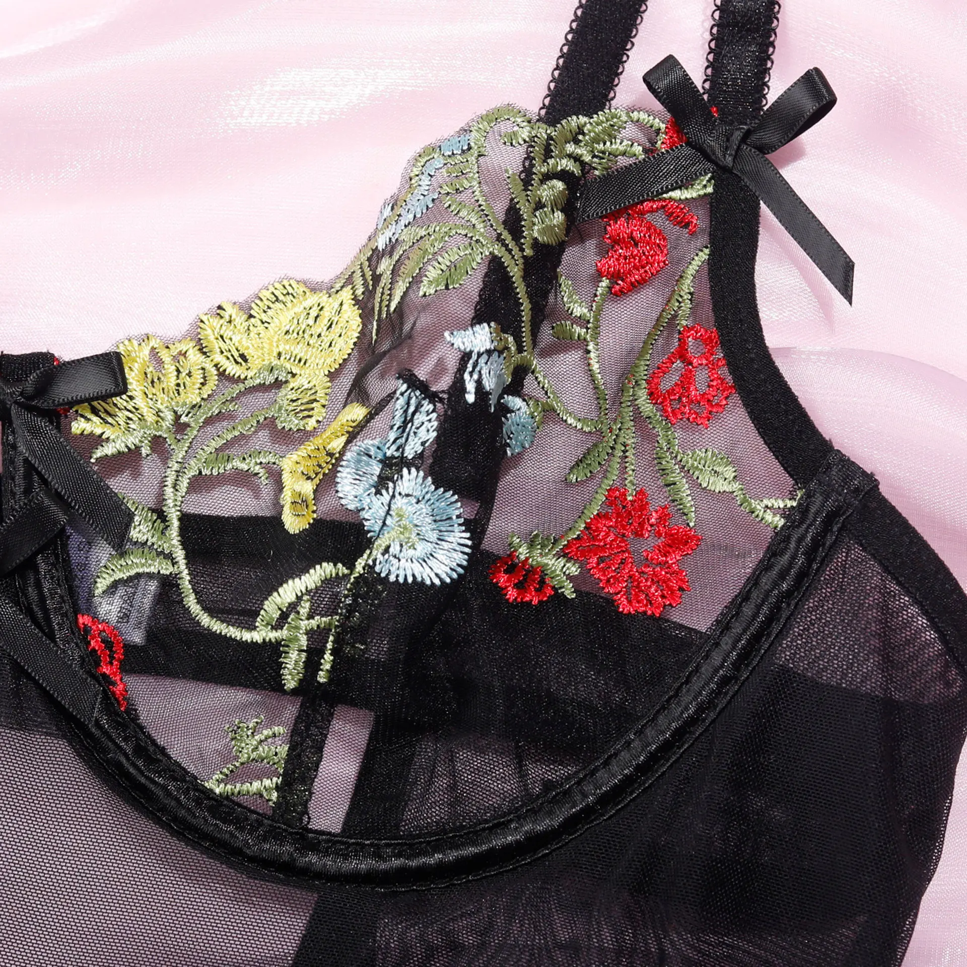 Нижнее белье с цветочным принтом, сексуальное горячее ночное платье, женское нарядное кружевное платье с вышивкой, прозрачное ночное белье с разрезом, платье