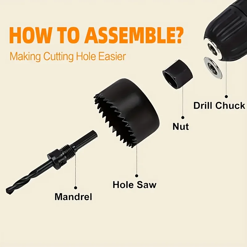 6pcs Woodworking Hole Saw Set Hole Cutter Drill Bit Electric Grinder Cutting Blade Wood Plasterboard Plastic Cutter Tools view 6