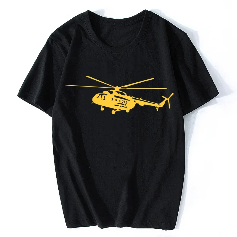 Summer Men's T Shirt Short Sleeve Cotton Print Mi-8 Helicopter T-Shirt Casual Shirt Cool Tees Tops Streetwear Cotton Oversize